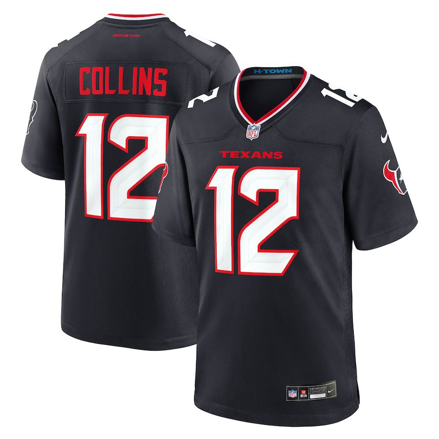 Men Houston Texans 12 Nico Collins Nike Navy Game NFL Jersey